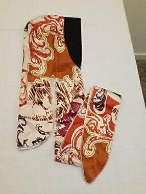Women's Paisley Print Satin Headscarf - Orange & White